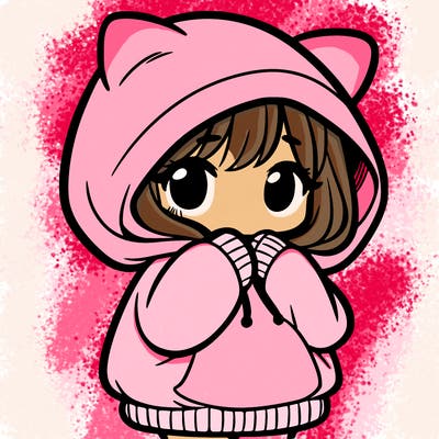 shy girl in big hoodie