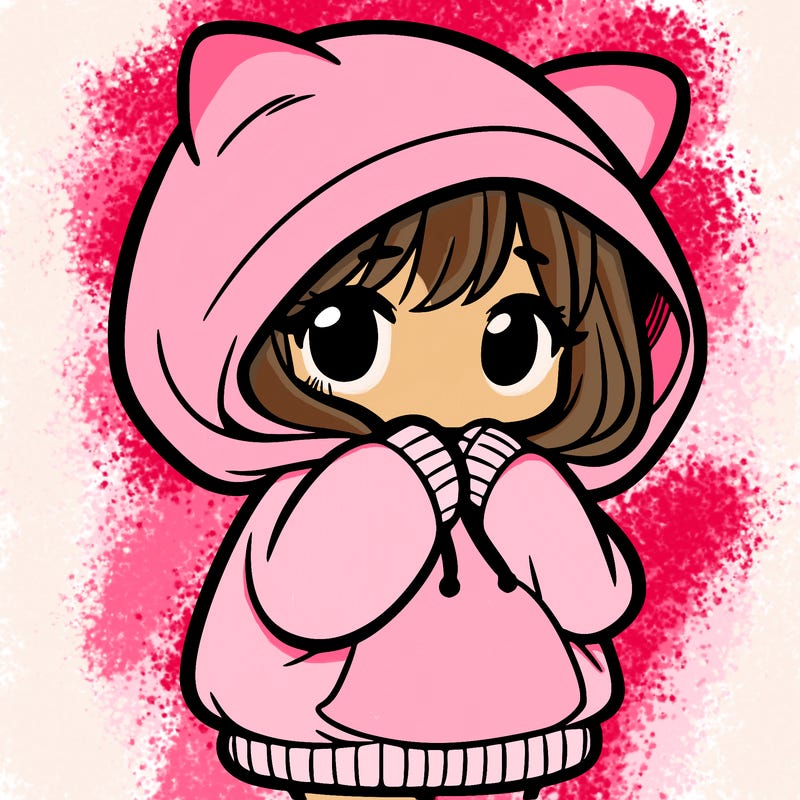 shy girl in big hoodie