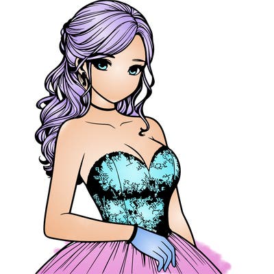 realistic girl in prom dress