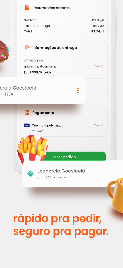 Pigz - Pigz app checkout screen displaying order summary delivery details and payment options with a button to place the order