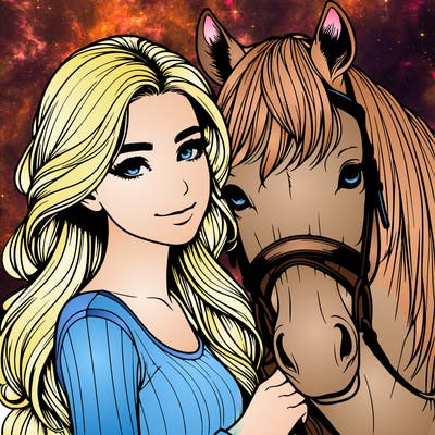 realistic girl with horse
