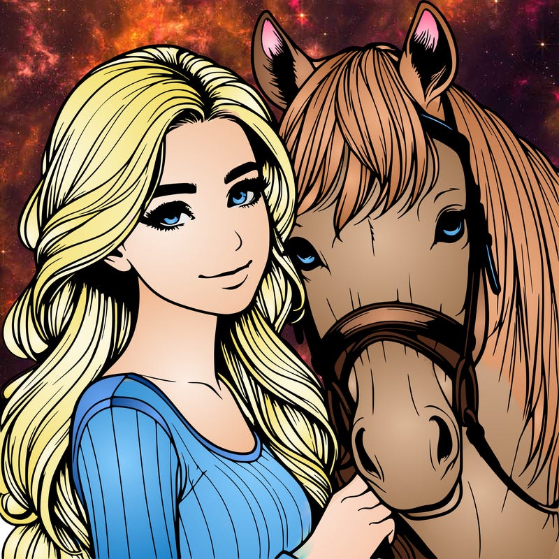 realistic girl with horse