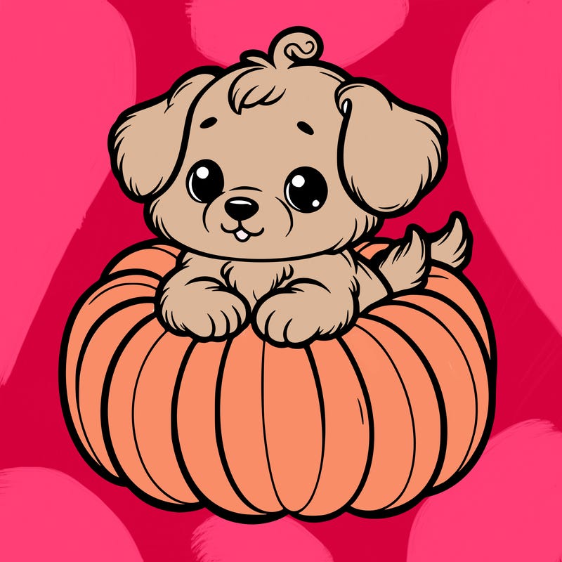 cute little puppy in a pumpkin