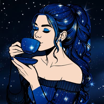 realistic woman drinking tea