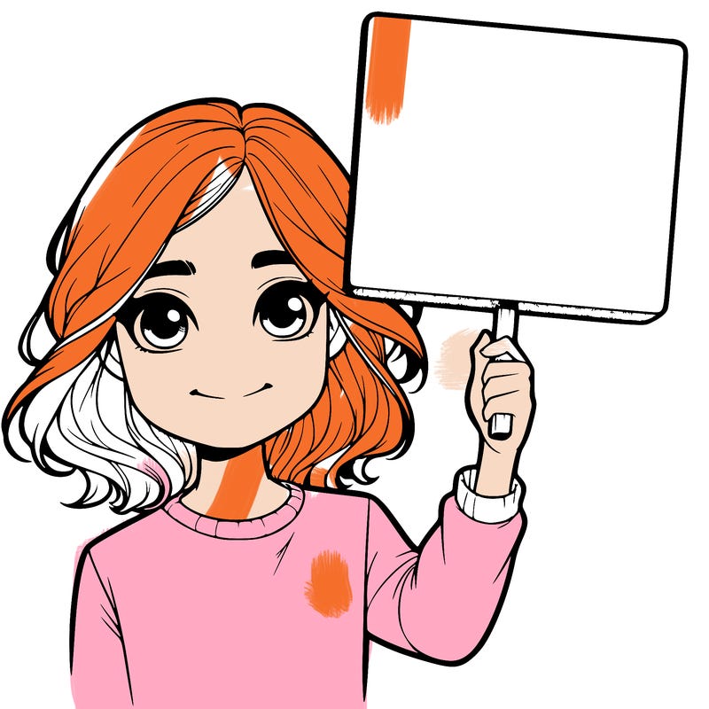 realistic girl holding up a sign