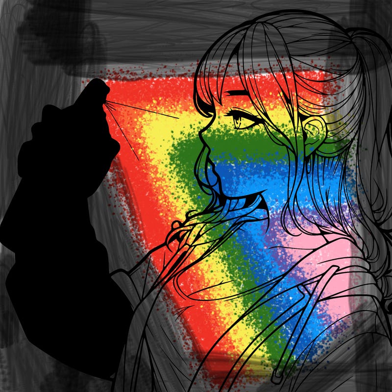 a realistic girl spray, painting