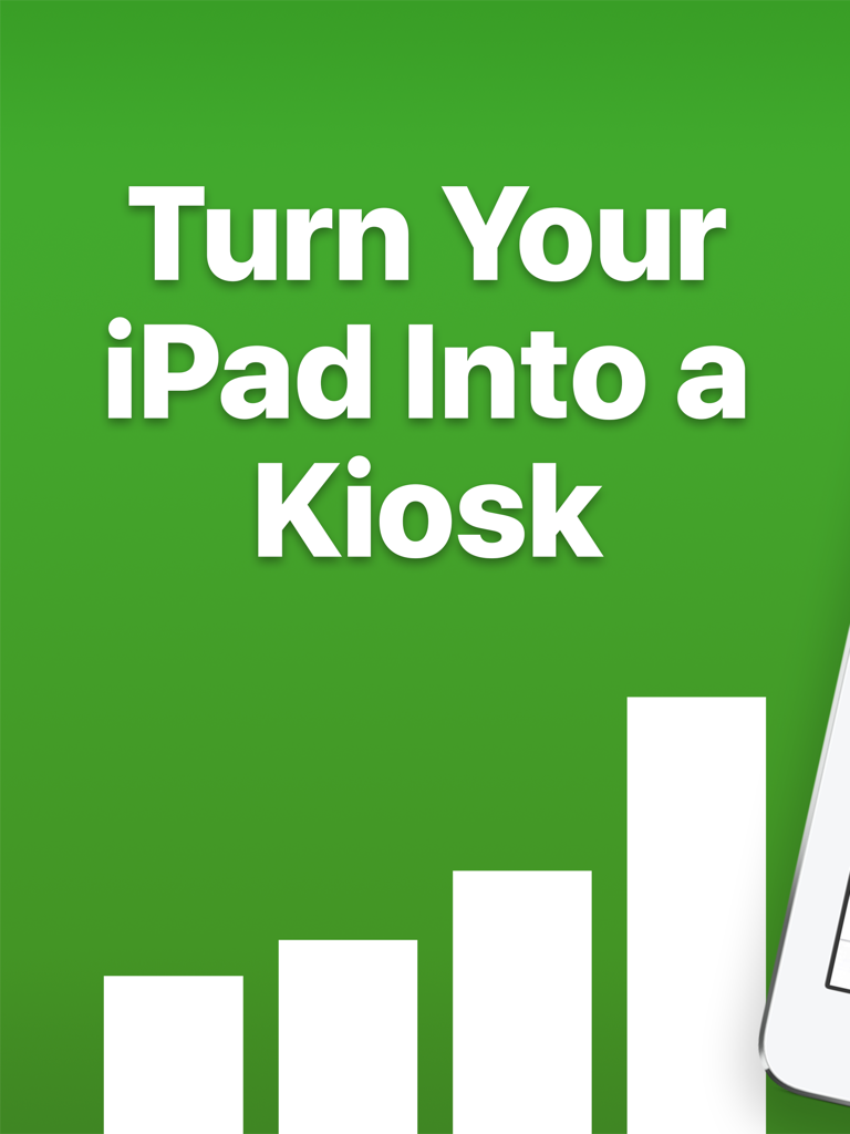 Kiosk+ - Promotional screen for the Kiosk plus app with text stating turn your ipad into a kiosk