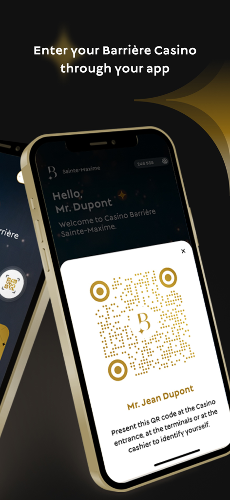 Barrière Play - Mon Casino - カジノ入場の身分証明書としてQRコードを表示するBarriere Playアプリ