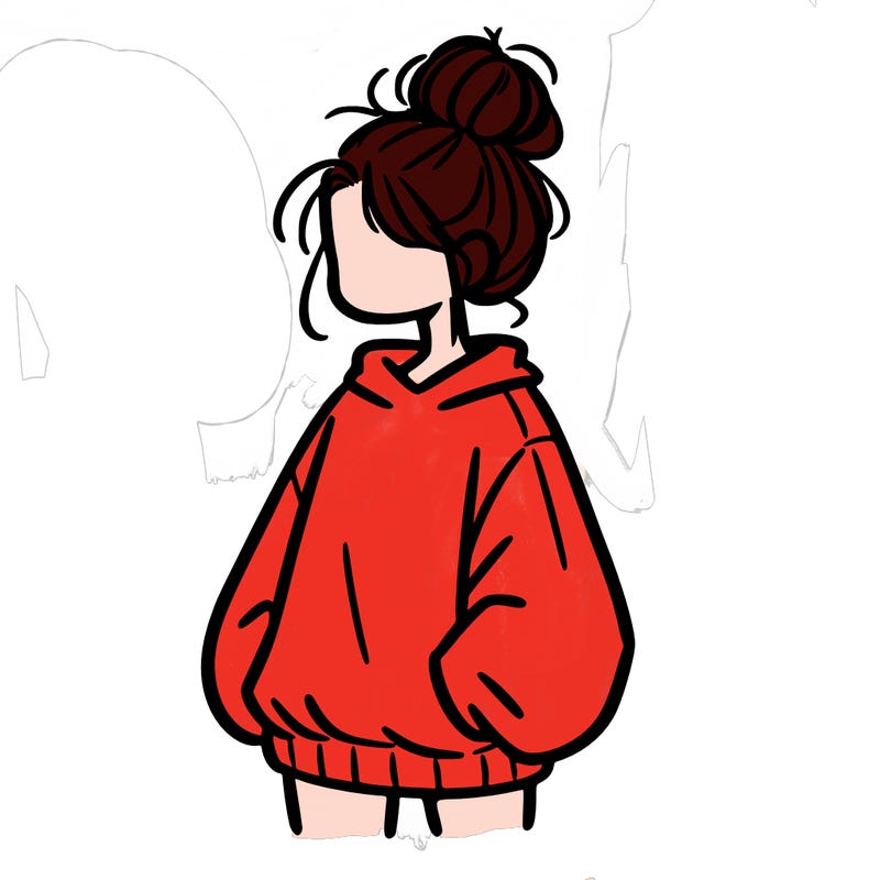 girl with baggy sweatshirt and messy bun