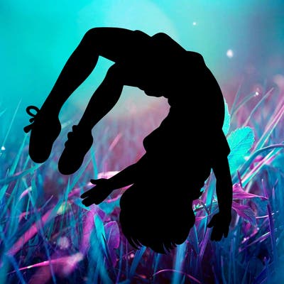 realistic girl doing a backflip