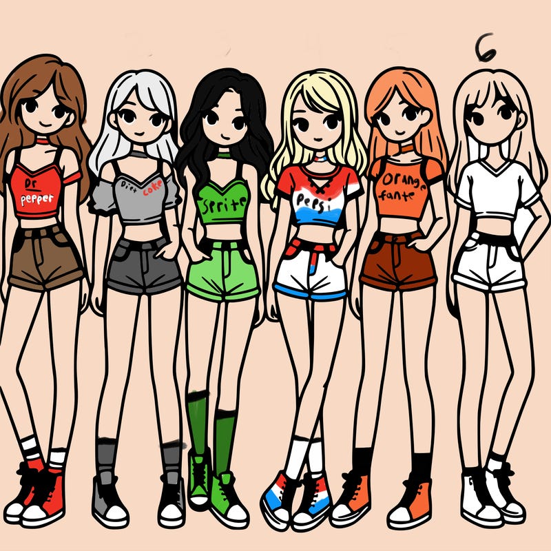 a group of girls wearing crop tops and shorts