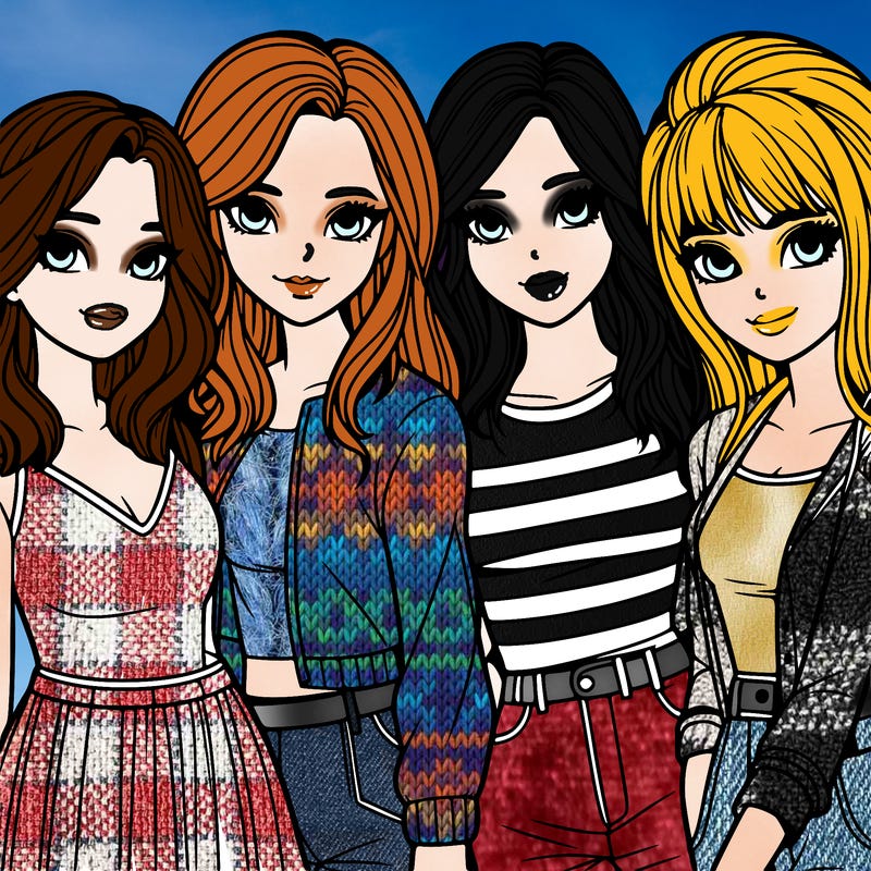a group of girls realistic