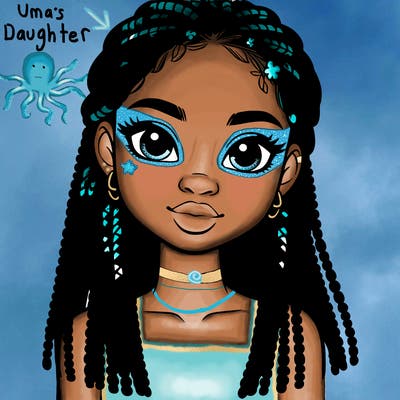 a realistic black girl with braids