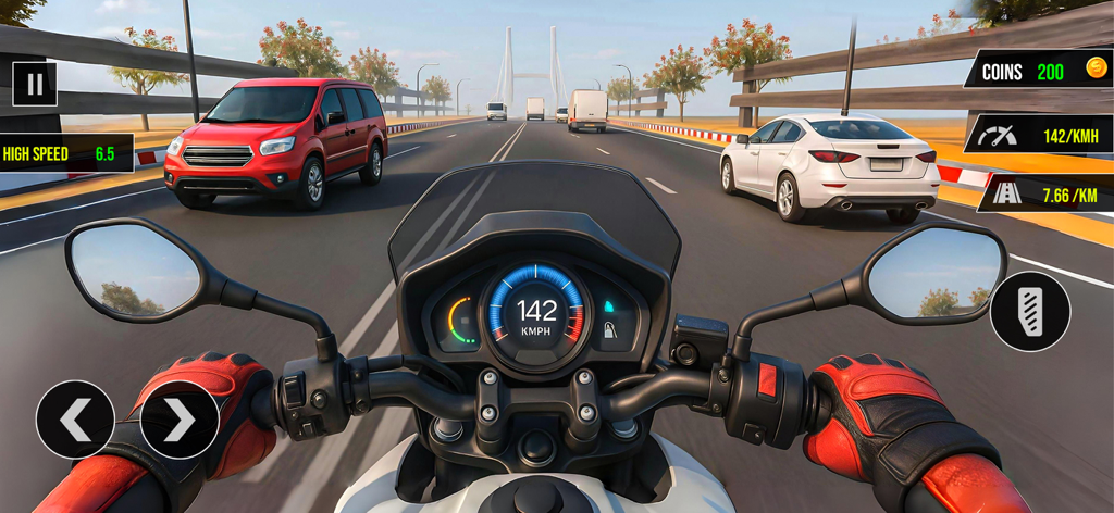 SpeedTrail3D :Moto Bike Go - First person view of a motorbike racing through highway traffic in SpeedTrail3D