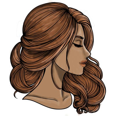 realistic woman's head & hair