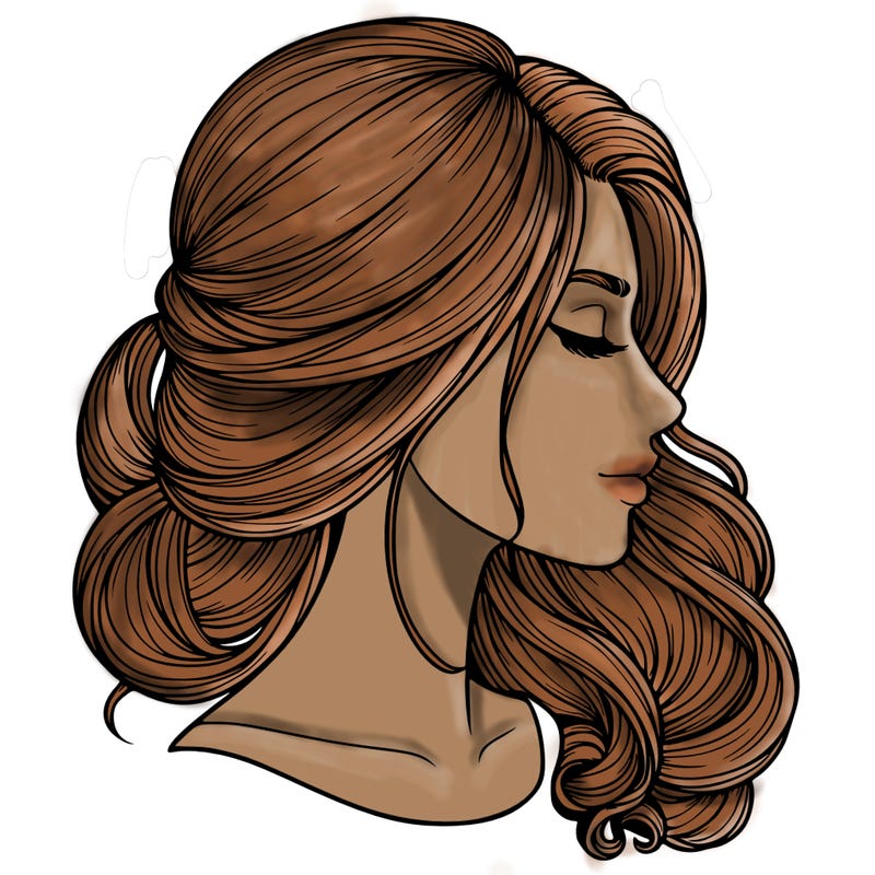 realistic woman's head & hair