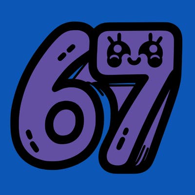 the numbers 67