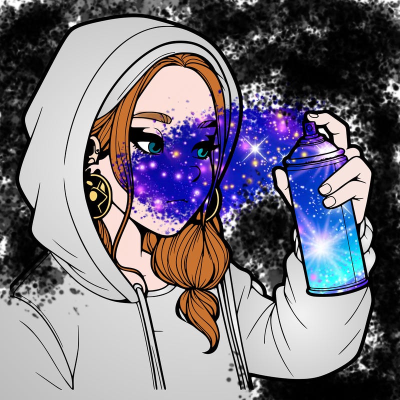 a realistic girl, spray painting