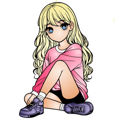 girl sitting realistic