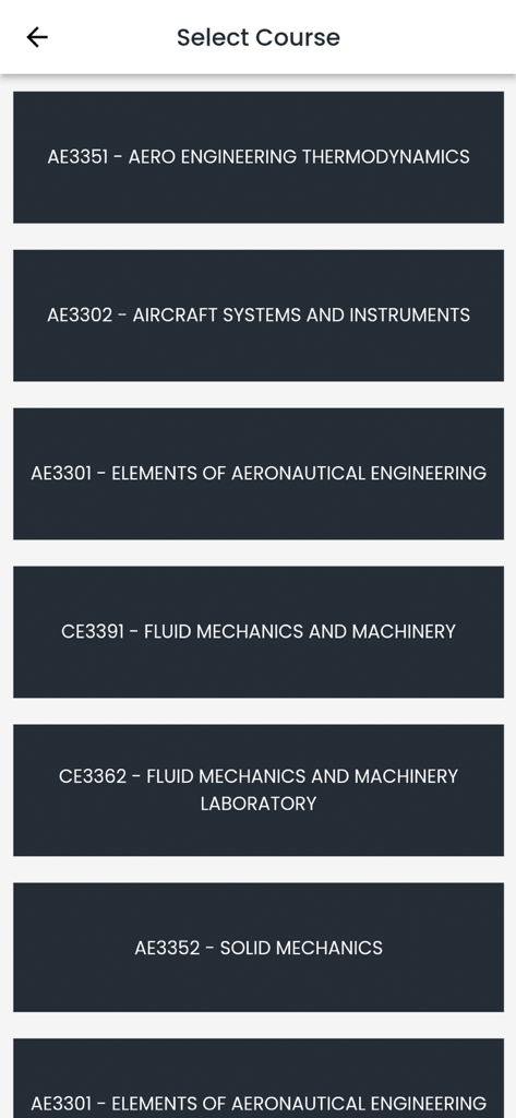 Padeepz - Anna University App - Interface of the Padeepz app showing a list of Anna University engineering courses for selection
