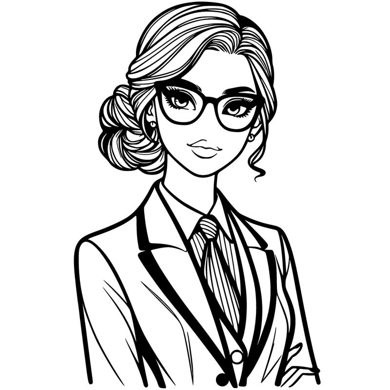 elegant woman in suit and glasses