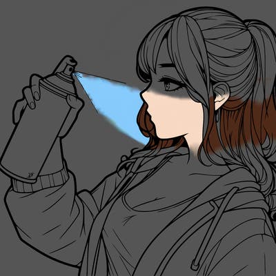 a realistic girl spray, painting