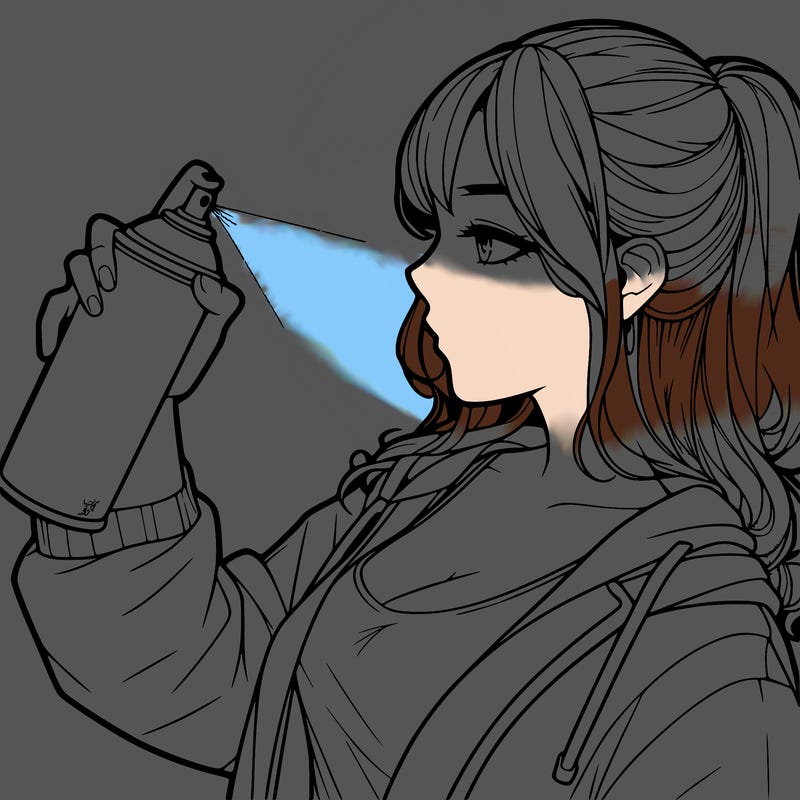 a realistic girl spray, painting