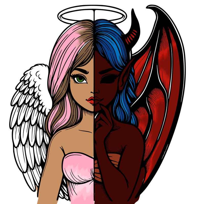 realistic angel half demon