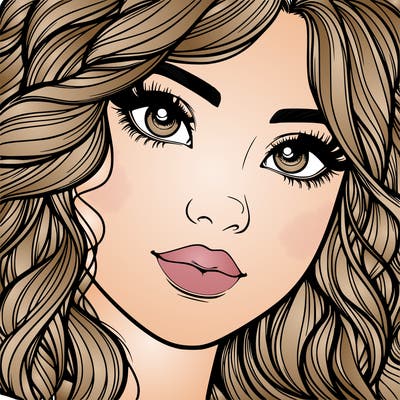 beautiful realistic girl close up to the camera with wavy hair,