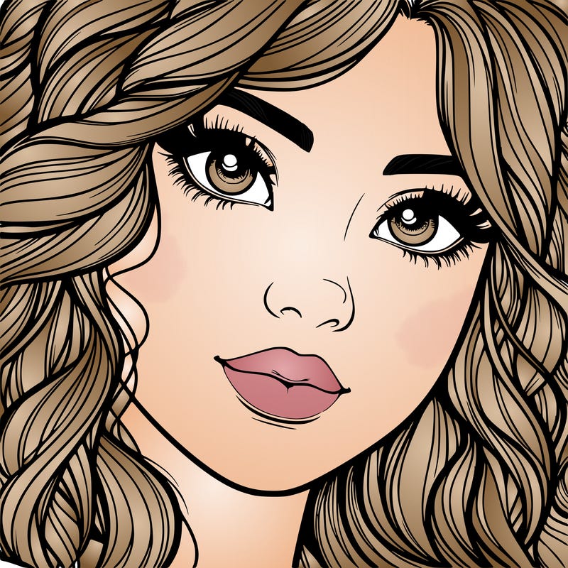 beautiful realistic girl close up to the camera with wavy hair,