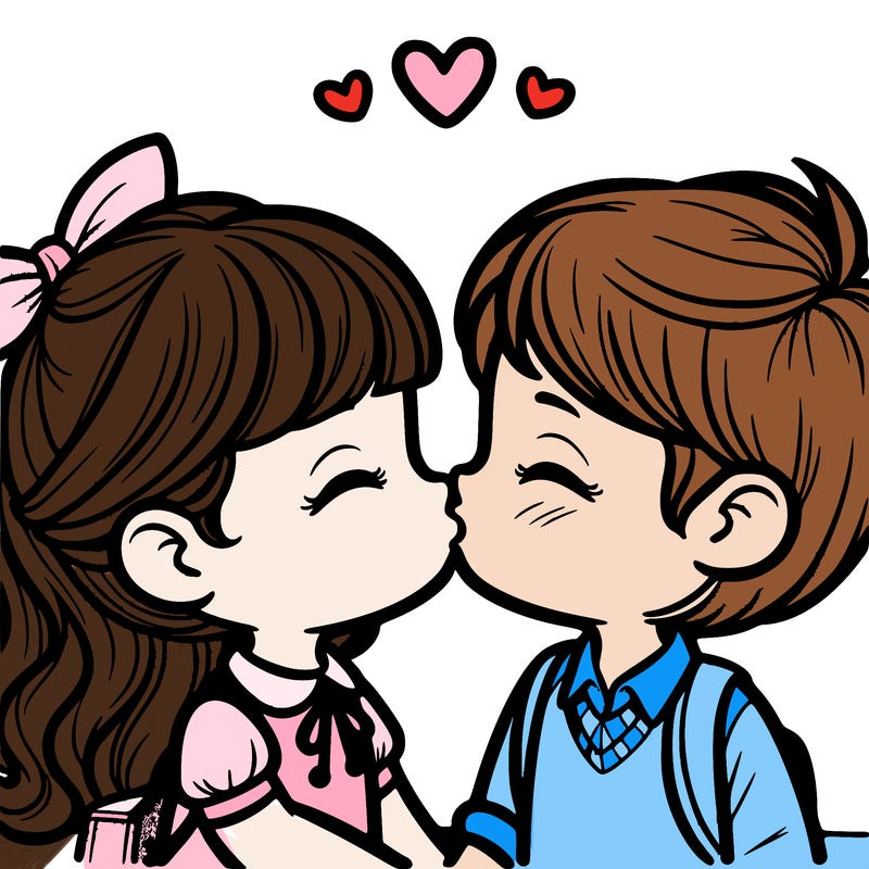 boy and girl kissing