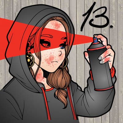 a realistic girl, spray painting