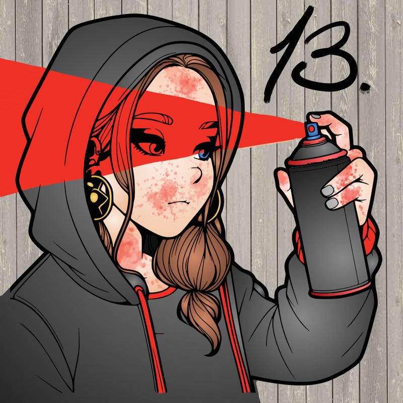 a realistic girl, spray painting