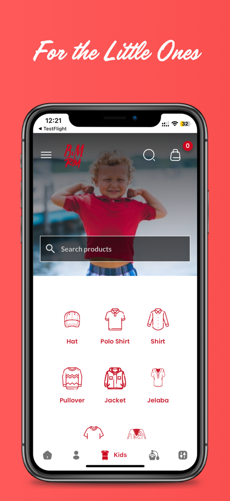 B&M Rim - Categoría de ropa infantil de la aplicación de compras BM Rim con camisas, chaquetas y chilabas