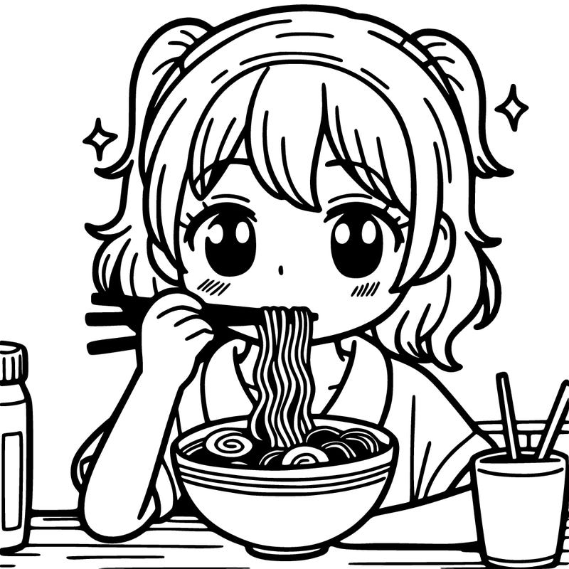 girl eating ramen