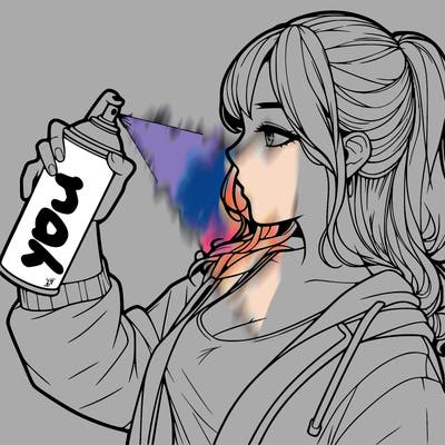 a realistic girl spray, painting