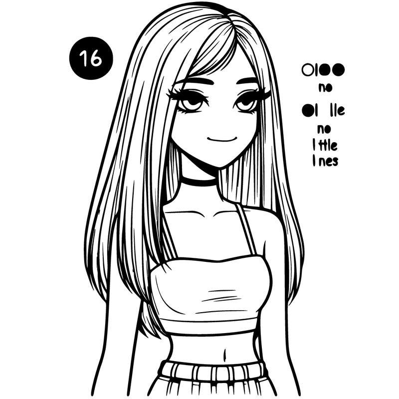 a girl wearing a crop top and straight hair realistic 16 year old