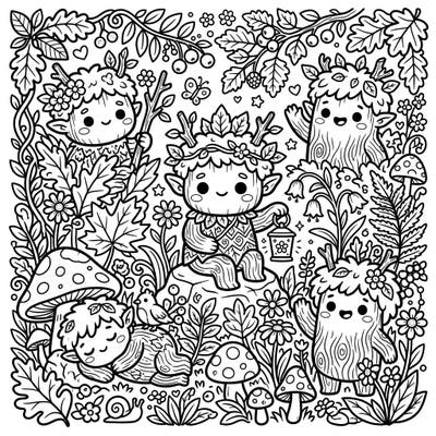 Journey into an enchanted woodland with this delightful Kawaii Wood Trolls coloring page, brimming with adorable tree creatures and vibrant forest details. Perfect for sparking creativity and bringing a touch of forest magic to your coloring sessions.