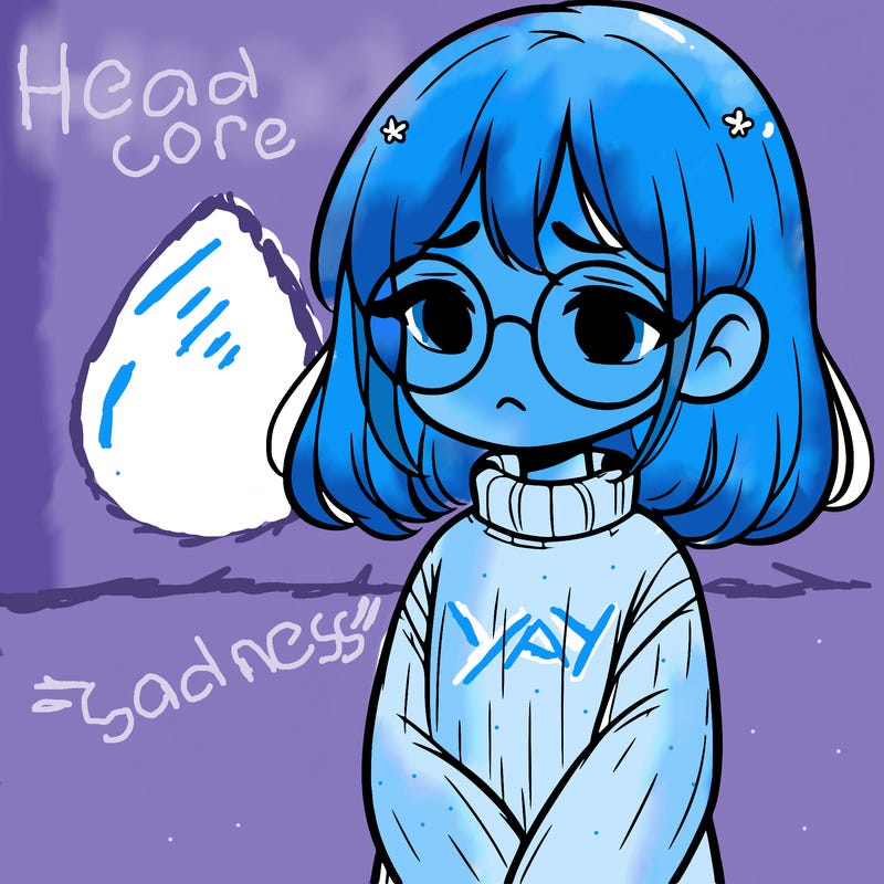 sad girl with glasses in a sweater