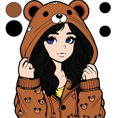 realistic girl in a animal pjs hoodie