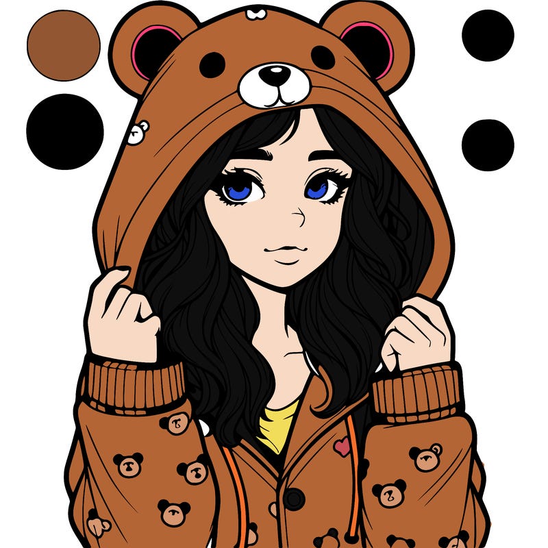 realistic girl in a animal pjs hoodie
