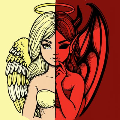 realistic angel half demon