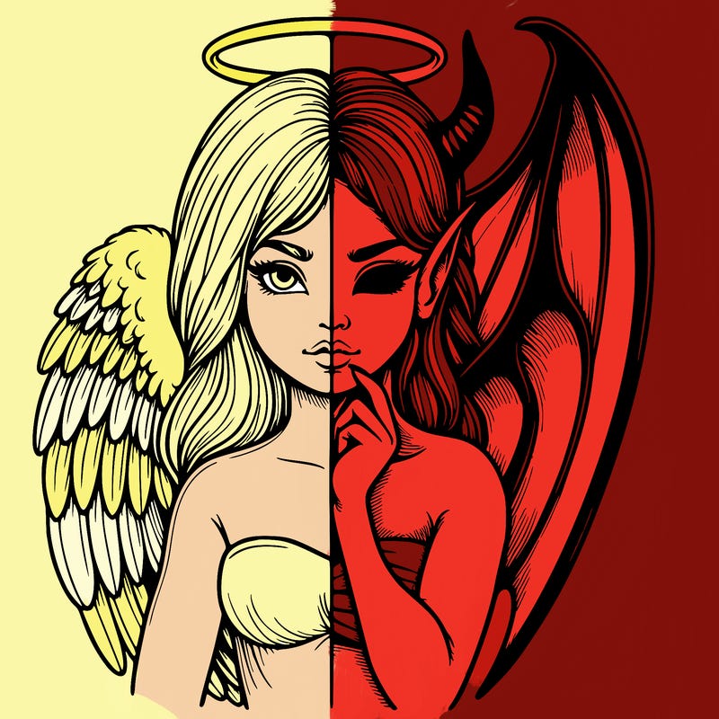 realistic angel half demon