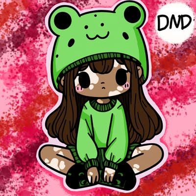 a girl wearing a frog hat and some frog socks