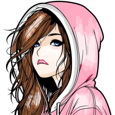 realistic girl with hoodie on