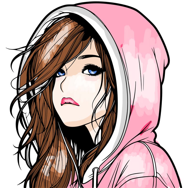 realistic girl with hoodie on