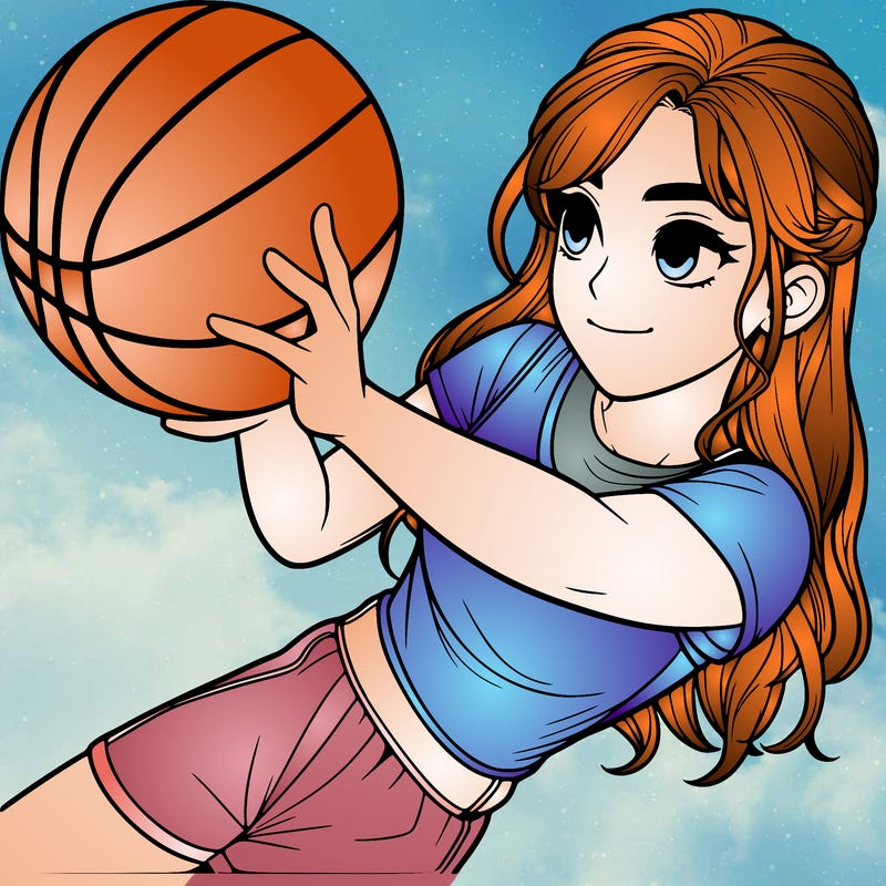 realistic girl playing basketball