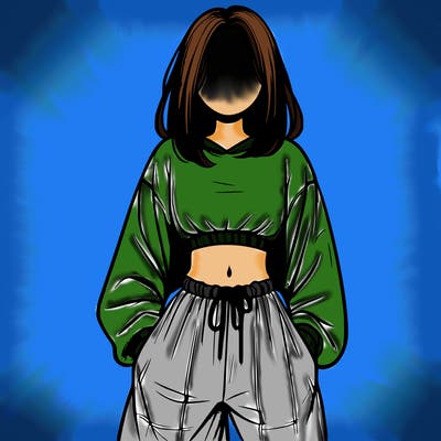 realistic girl faceless with baggy pants and a crop top