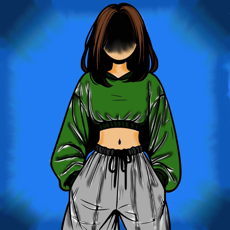 realistic girl faceless with baggy pants and a crop top