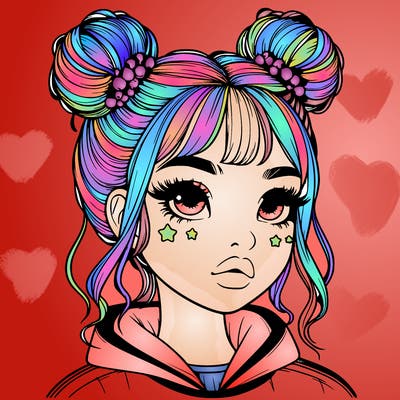 realistic girl with space buns